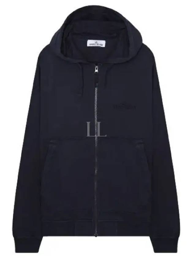 Garment Dyeing Cotton Jersey Zip-Up Hoodie Navy - STONE ISLAND - BALAAN 2