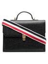 Pebble Grain Leather Tote Bag Black - THOM BROWNE - BALAAN 1