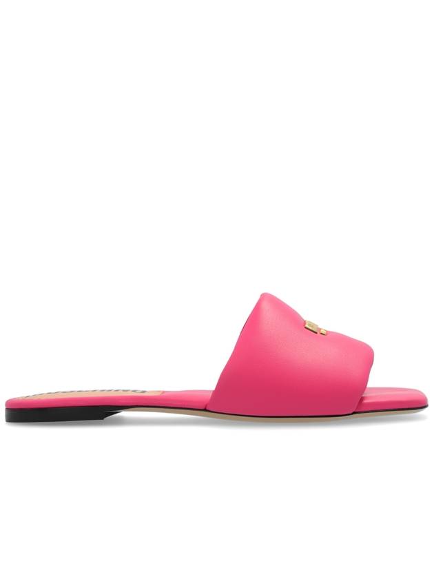 Moschino Leather Slides, Women's, Pink - MOSCHINO - BALAAN 1