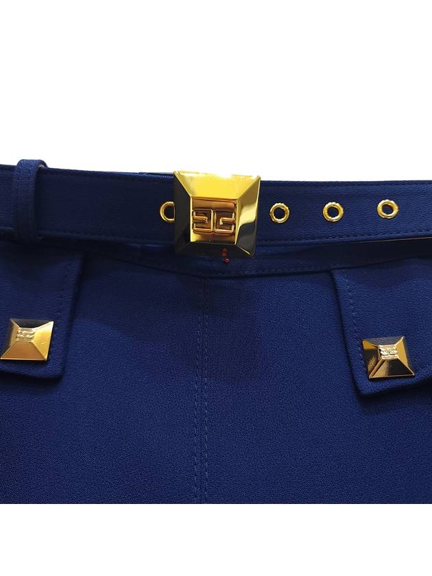 Women's Gold Button Tight HLine Skirt Cobalt Blue G0471590 - ELISABETTA FRANCHI - BALAAN 3