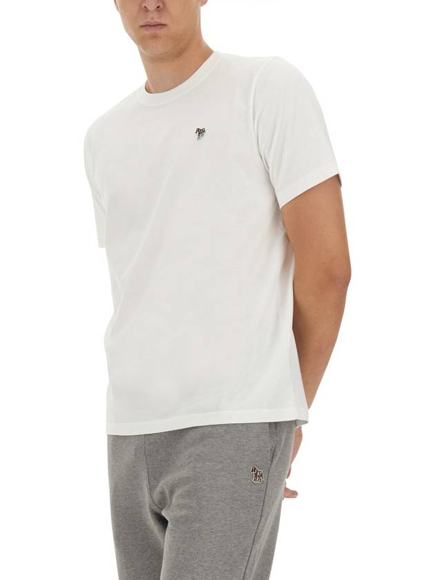 Zebra Logo Crew Neck Cotton Short Sleeve T-Shirt White - PAUL SMITH - BALAAN 5