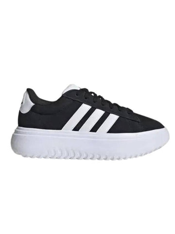 Women's Grand Court Platform Suede Low Top Sneakers Black - ADIDAS - BALAAN 1