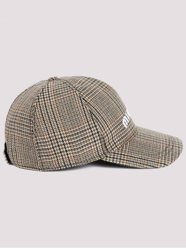 Embroidered Logo Check Ball Cap Beige Brown - MIU MIU - BALAAN 4