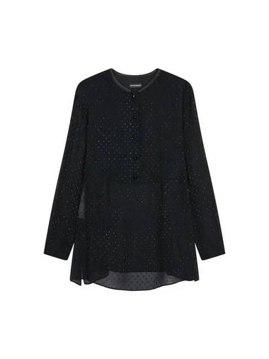 Women s Glitter Half Button Shirt Black - EMPORIO ARMANI - BALAAN 1