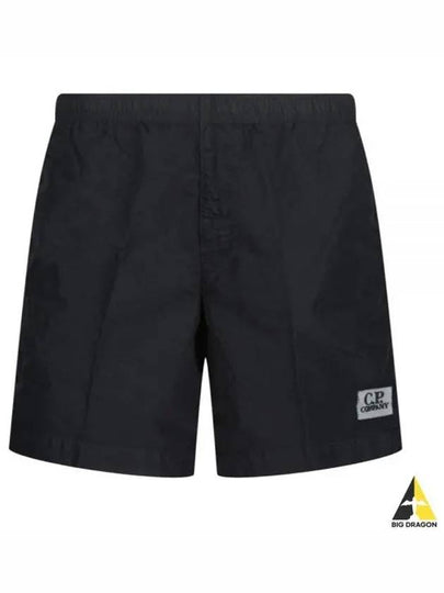 Logo Patch Flat Nylon Swim Shorts Black - CP COMPANY - BALAAN 2