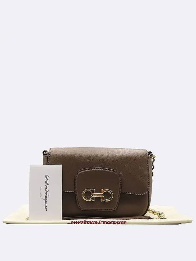 Ferragamo 21 E080 brown color leather Gancini gold logo cross bag - SALVATORE FERRAGAMO - BALAAN 1