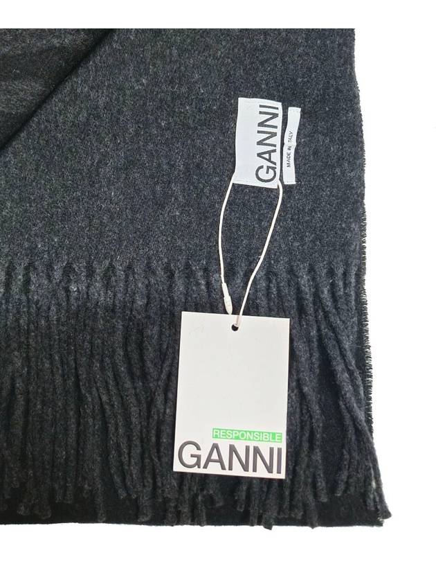 Logo Fringe Muffler Black - GANNI - BALAAN 7