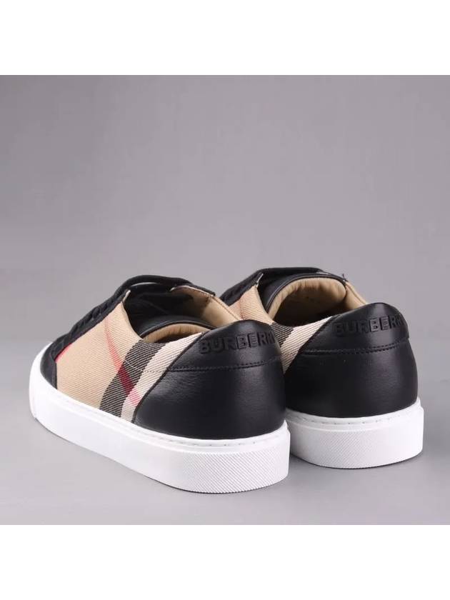 House Check Panel Leather Low Top Sneakers Black - BURBERRY - BALAAN 3