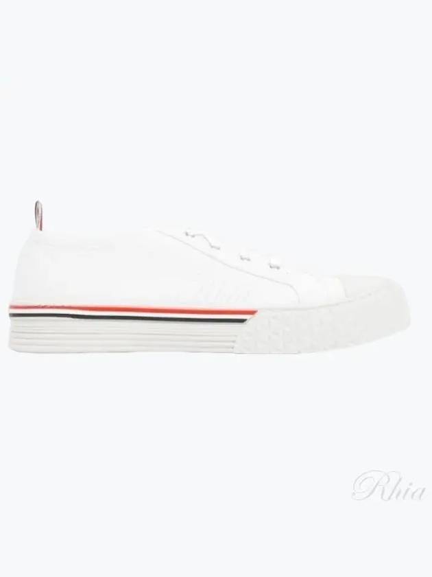 Striped Trim Lace-up Low Top Sneakers White - THOM BROWNE - BALAAN 2