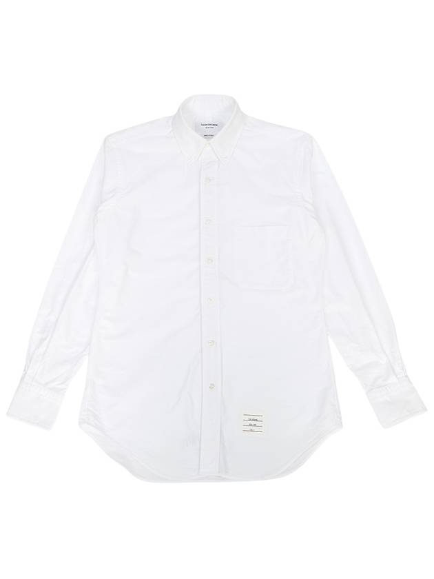 Men's Logo Patch Classic Cotton Long-Sleeve Shirt White - THOM BROWNE - BALAAN 2