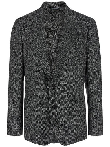 Grey Single-Breasted Jacket With Peak Revers In Wool Stretch Man - DOLCE&GABBANA - BALAAN 1