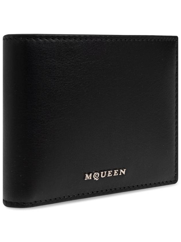 Logo Plaque Bifold Half Wallet Black - ALEXANDER MCQUEEN - BALAAN 5