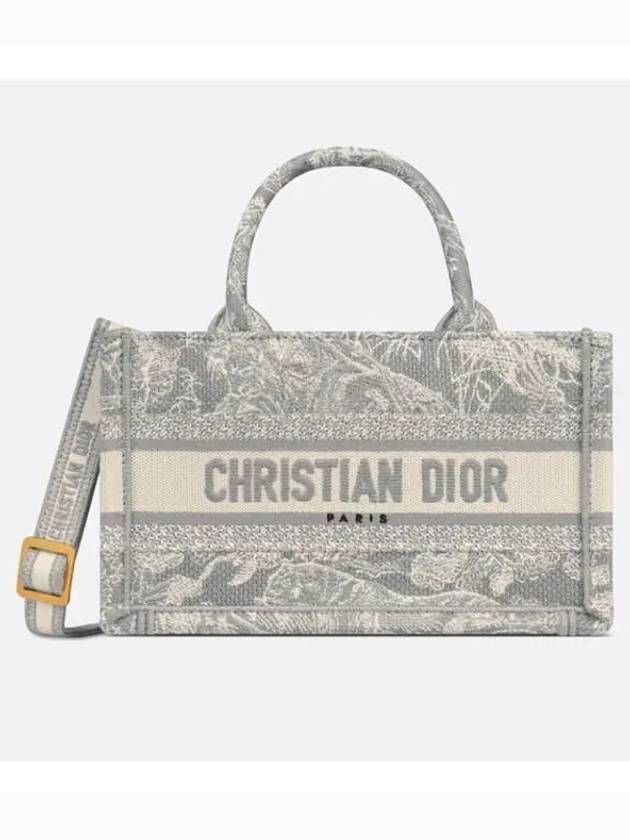 Toile De Jouy Reverse Embroidered Mini Book Tote Bag Grey - DIOR - BALAAN 2