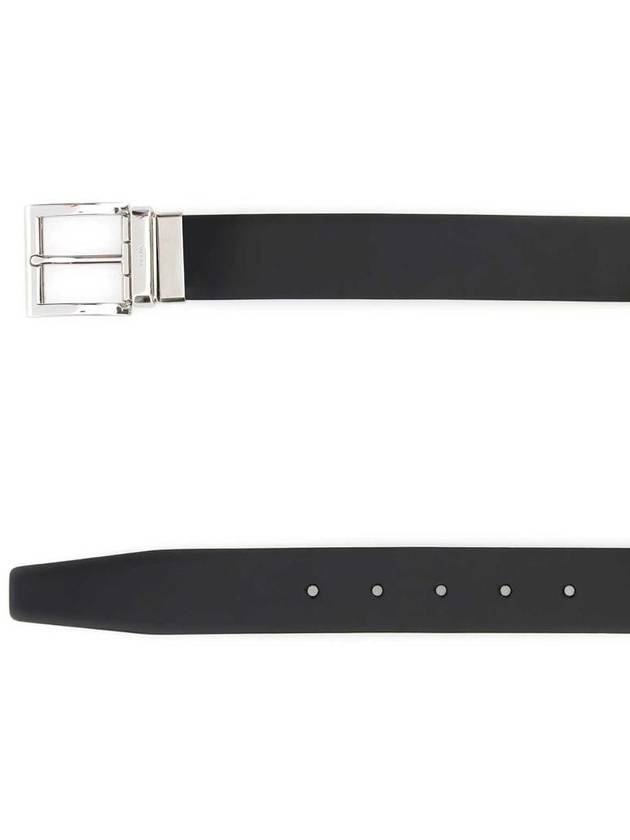 Reversible Saffiano Leather Belt Black - PRADA - BALAAN 3