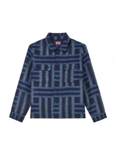 Weave Over Long Sleeve Shirt Blue - KENZO - BALAAN 2