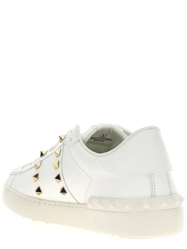 Rockstud Untitled Calfskin Low Top Sneakers White - VALENTINO - BALAAN 4