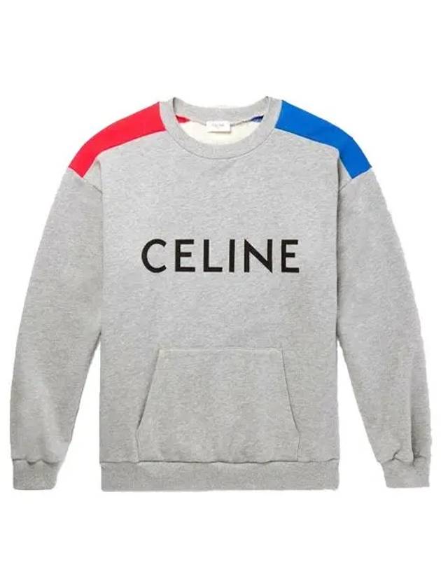 Logo Print Cotton Fleece Loose Sweatshirt Grey - CELINE - BALAAN 2