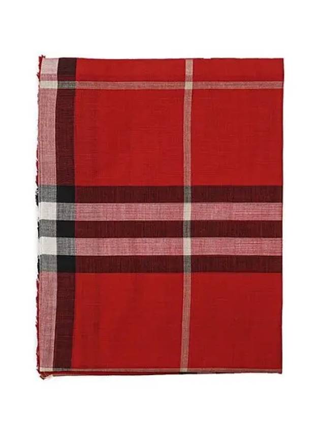 Check Wool Silk Muffler Red - BURBERRY - BALAAN 2