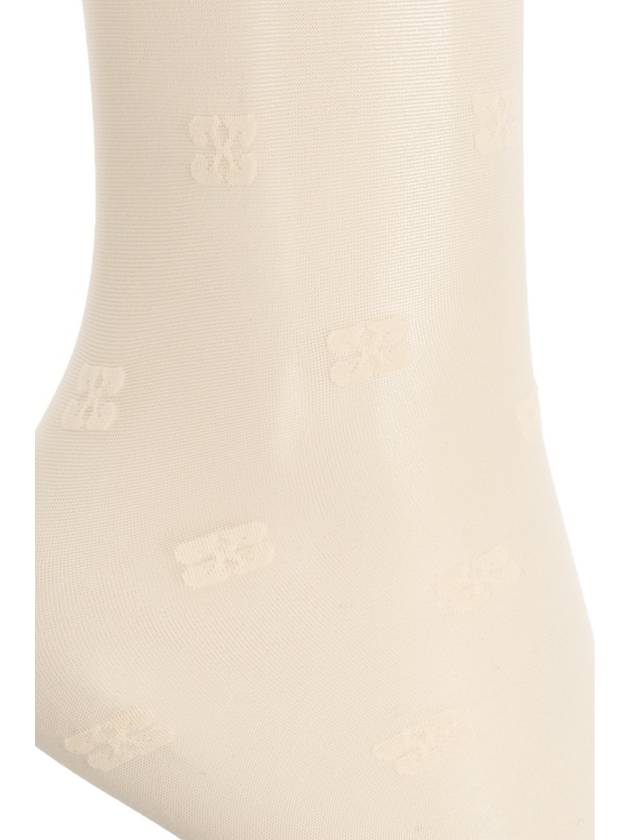 Ganni Monogrammed Knee-high Socks, Women's, Cream - GANNI - BALAAN 4