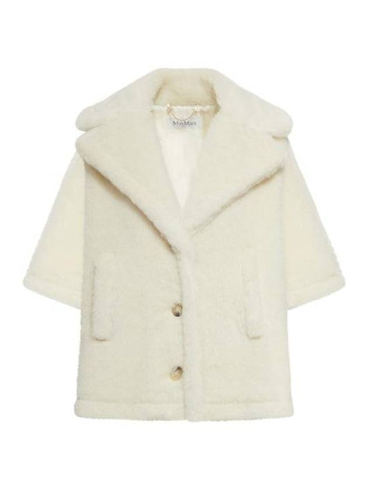 Aleggio Teddy Short Fur Cape White - MAX MARA - BALAAN 1