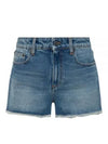 Fringe Denim Shorts Blue - AMI - BALAAN.