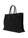 Rive Gauche Cotton Canvas Tote Bag Black - SAINT LAURENT - BALAAN 4