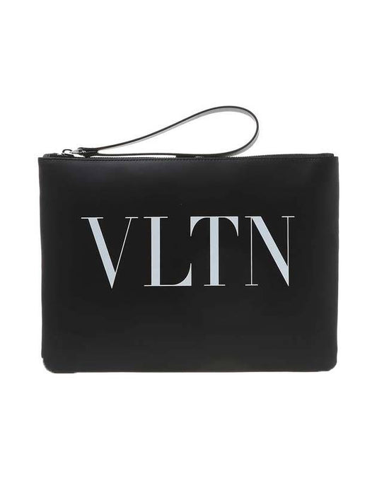 VLTN Logo Garavani Zipper Clutch Bag Black - VALENTINO - BALAAN 1