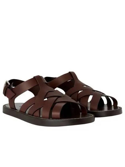 Kumihimo Cage Leather Sandals Brown - LORO PIANA - BALAAN 2