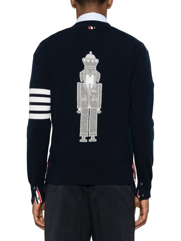 4 Bar Virgin Wool Cardigan Black - THOM BROWNE - BALAAN 2