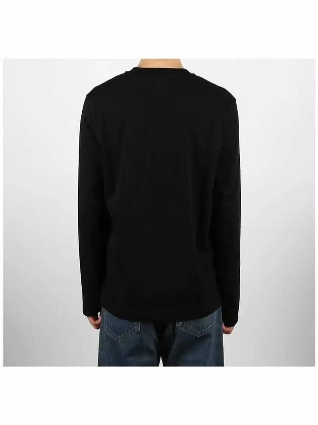 Chain Stitch Heart Logo Long Sleeve T-Shirt Black - AMI - BALAAN 5