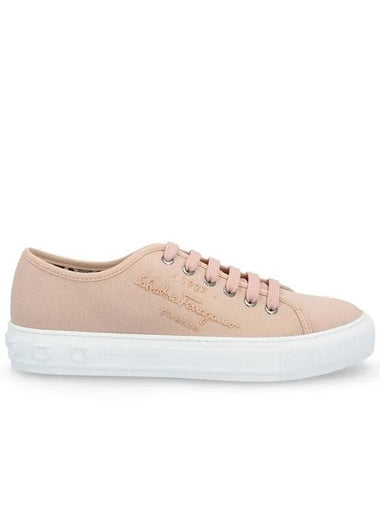 Embossed Logo Low Top Sneakers Pink - SALVATORE FERRAGAMO - BALAAN 1