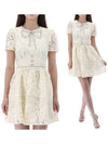 Lace Bow Mini Short Dress Cream - SELF PORTRAIT - BALAAN 2