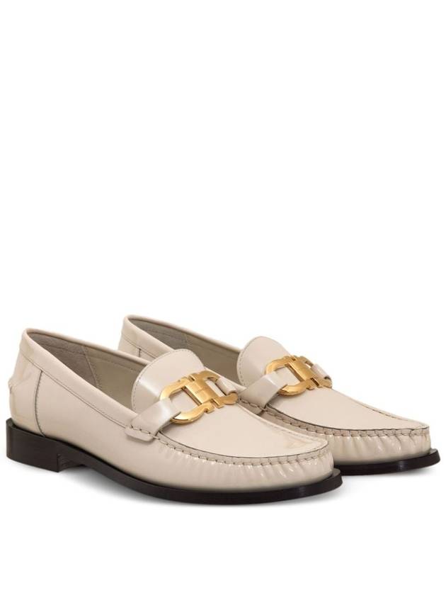 Moccasin Gancini Ornament Loafers White - SALVATORE FERRAGAMO - BALAAN 5