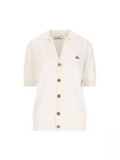 ORB Logo Polo Cardigan White - VIVIENNE WESTWOOD - BALAAN 2