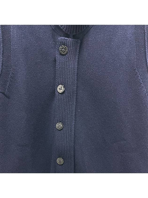 Lambswool Knit Cardigan Navy - STONE ISLAND - BALAAN 8