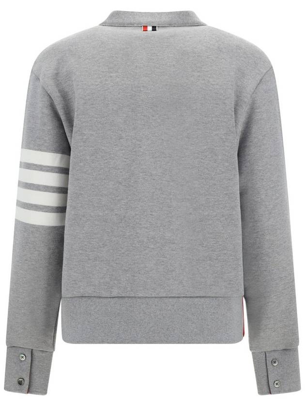 4-Bar Loopback Jersey Cardigan Light Grey - THOM BROWNE - BALAAN 3