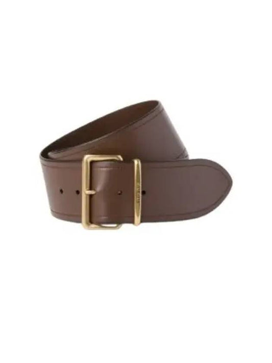 Logo Engraved Buckle Calfskin Belt Brown - MIU MIU - BALAAN 2