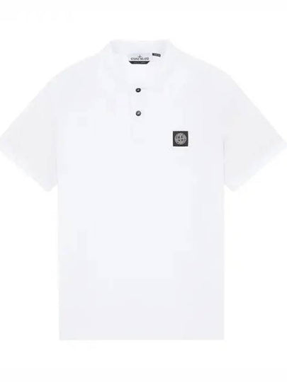 Pique Stretch Cotton Short Sleeve Polo Shirt White - STONE ISLAND - BALAAN 2