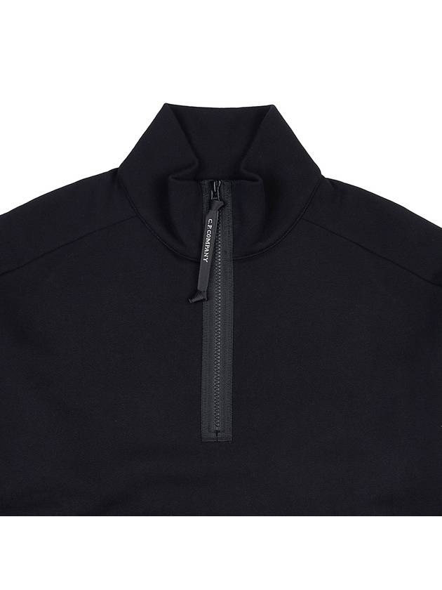 Diagonal Raised Fleece Quarter Zip-Up Sweatshirt Black - CP COMPANY - BALAAN 4