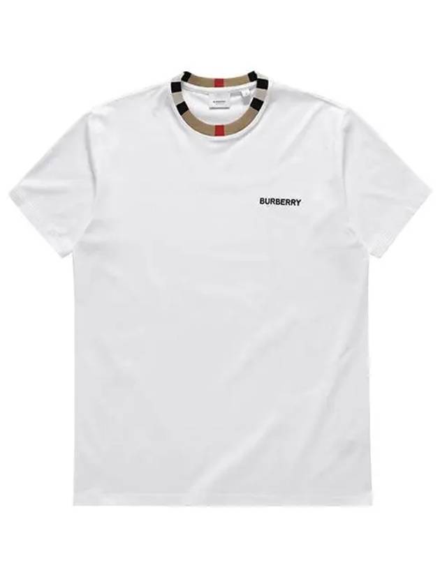 Men's Striped Neck Short Sleeve T-Shirt White - BURBERRY - BALAAN 4