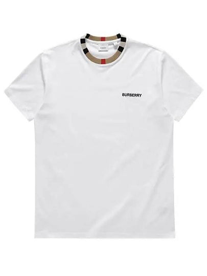 Men's Striped Neck Short Sleeve T-Shirt White - BURBERRY - BALAAN 2