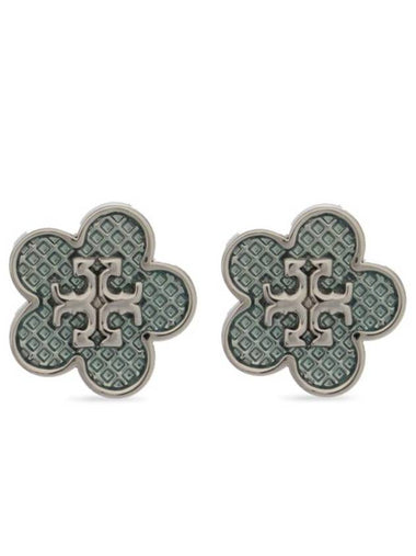 Kira Enamel Flower Stud Earring Green - TORY BURCH - BALAAN 1