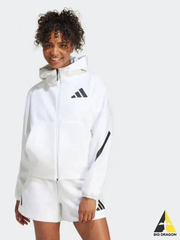 Women s Z N E full zip hooded track jacket white - ADIDAS - BALAAN 1