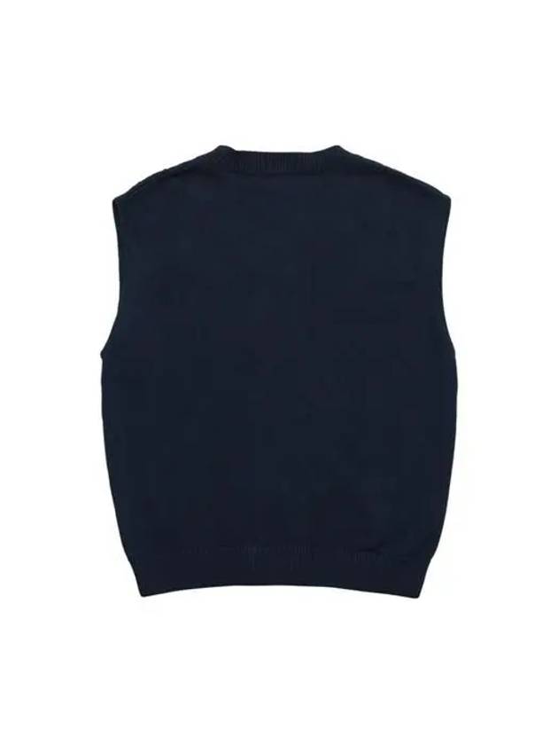 Logo Embroidered Cable Knit Vest Navy - SPORTY & RICH - BALAAN 3