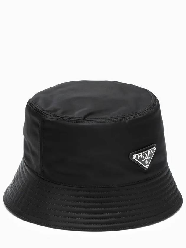 Triangle Logo Re-nylon Bucket Hat Black - PRADA - BALAAN 4