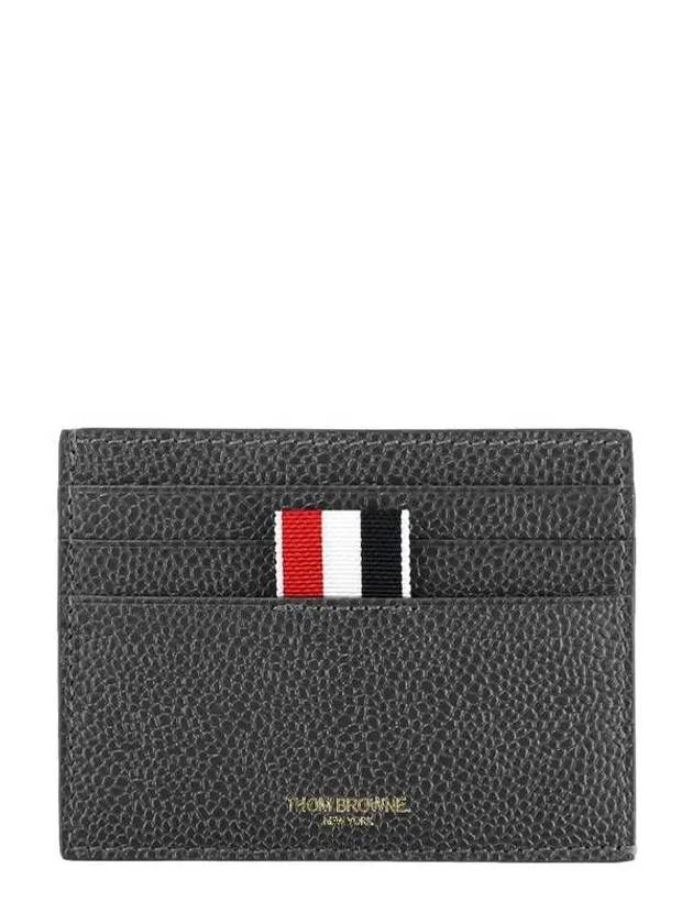 Pebble Calfskin 4-Bar Applique Note Card Wallet Dark Grey - THOM BROWNE - BALAAN 2