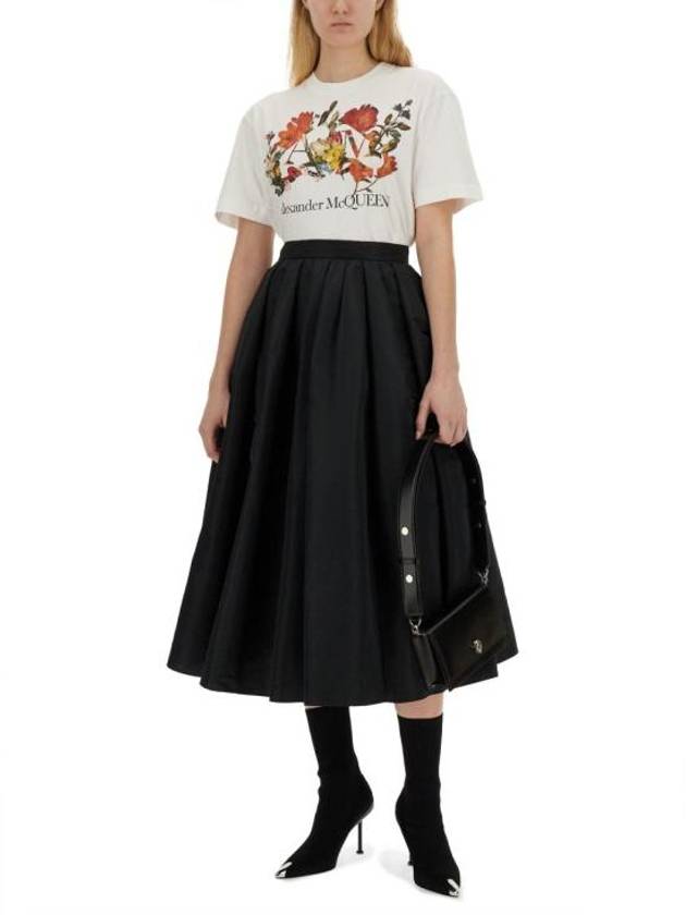 Dutch Flower Logo-Prined Crewneck Short Sleeve T-Shirt White - ALEXANDER MCQUEEN - BALAAN 3