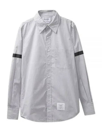 Men's Micro Check Poplin Long Sleeve Shirt Medium Grey - THOM BROWNE - BALAAN 2