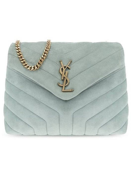 Loulou Quilted Suede Small Shoulder Bag Green - SAINT LAURENT - BALAAN 1