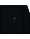 Heart Embroidered Logo Crew Neck Knit Top Black - AMI - BALAAN 4